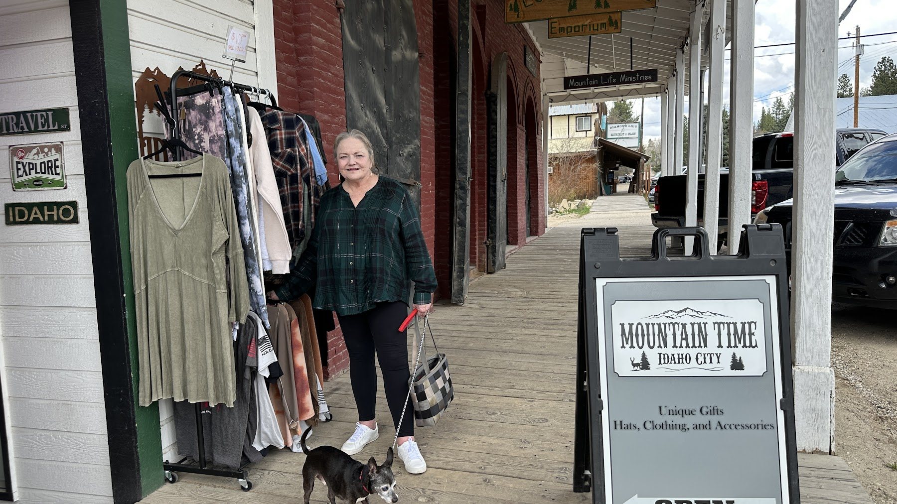 Family member outside an Idaho shop